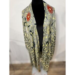 Free People Boho Magic Dance Border Bohemian Print Kimono‎ Shawl Wrap One Size